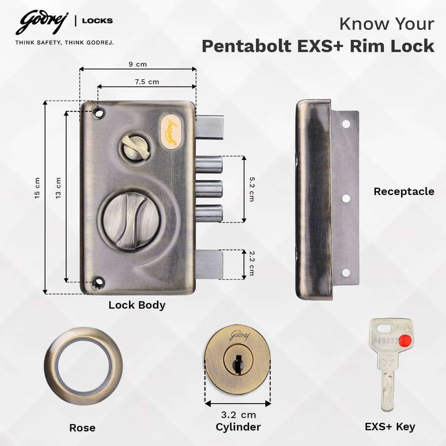 EXS Pentabolt Rim Lock - Metior