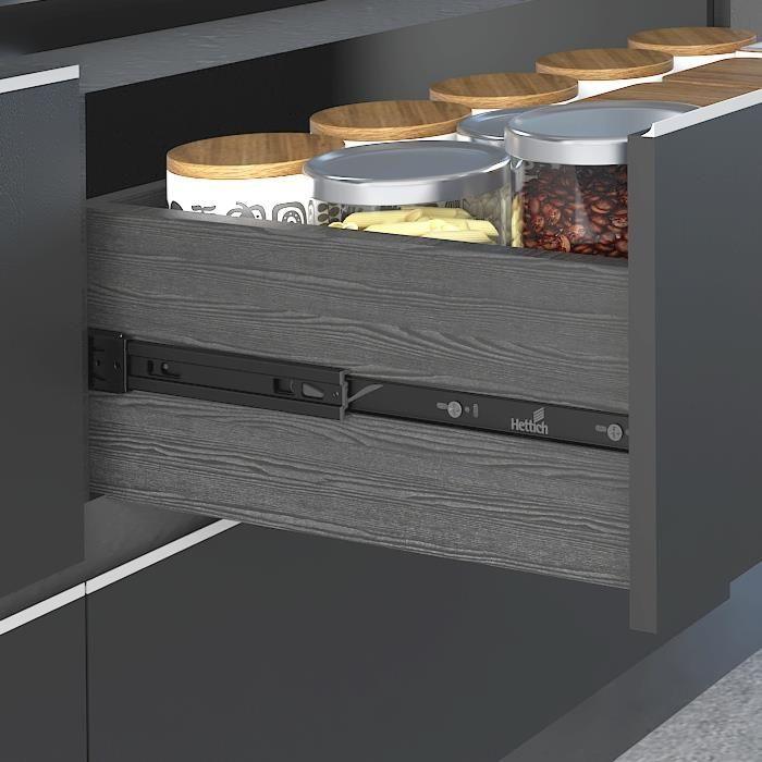 Telescopic Black Finish KA5632 Drawer Channel - Metior