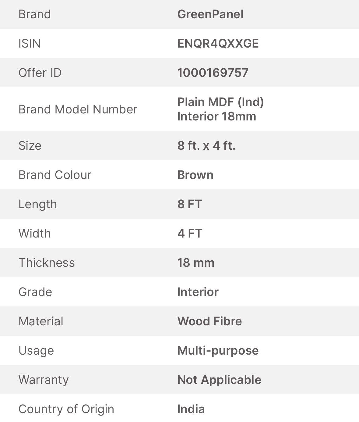 Green Interior MDF (8'X4') - Metior