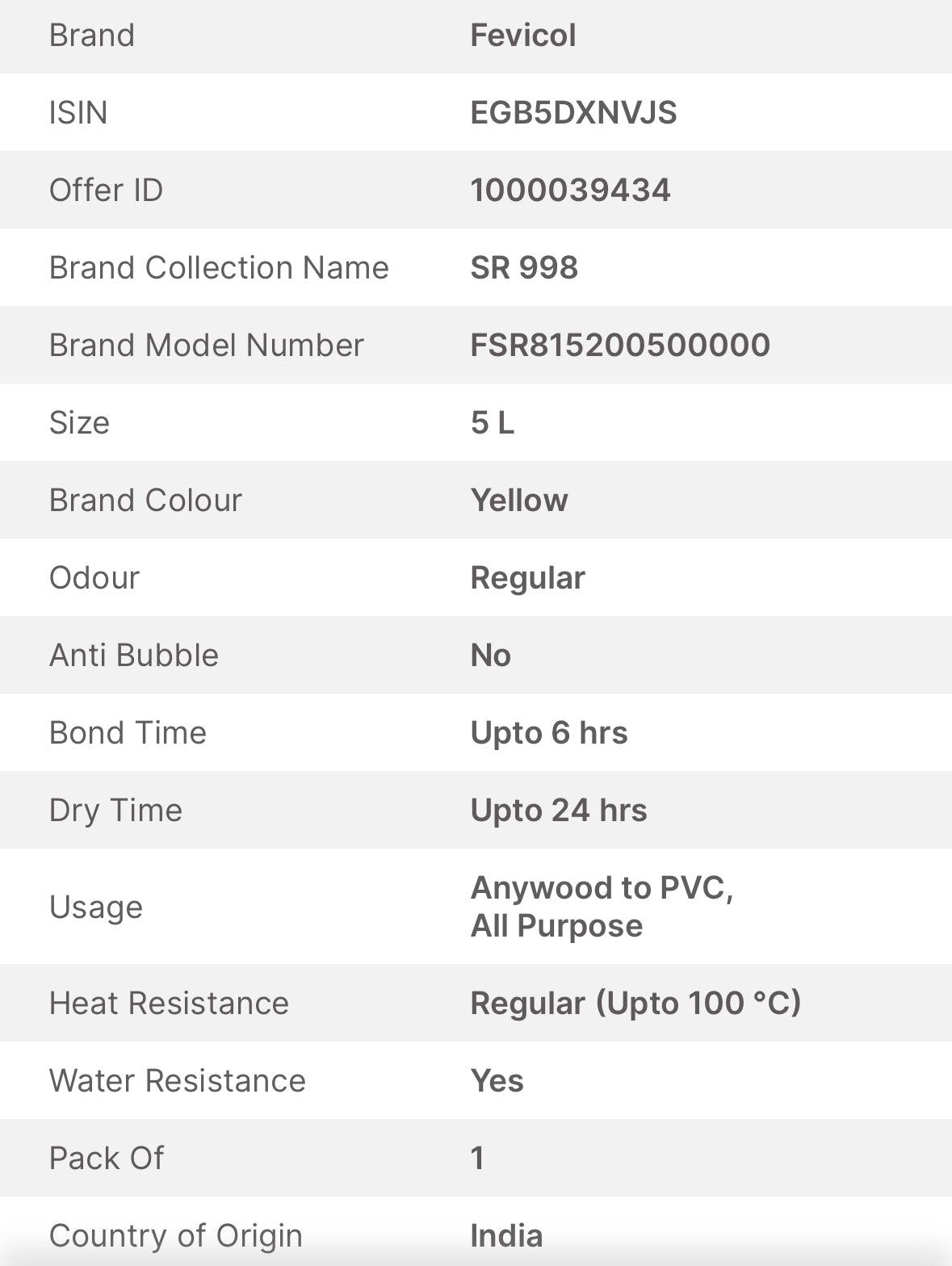 Fevicol SR998 - Metior