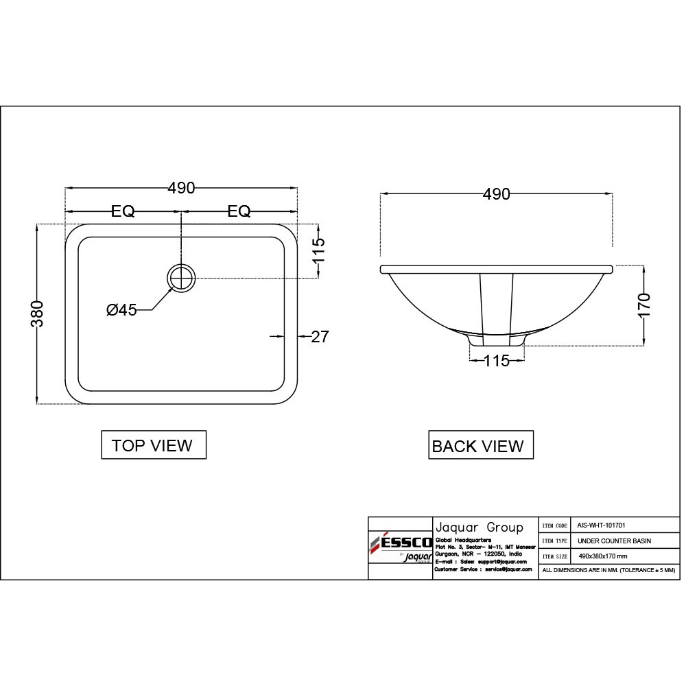 Under Counter Basin - Metior
